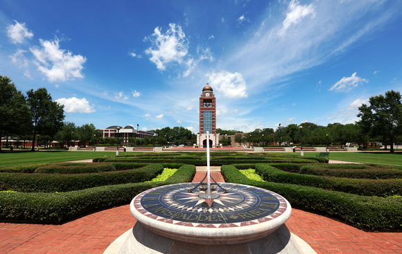The sundial and belltower on UAFS campus